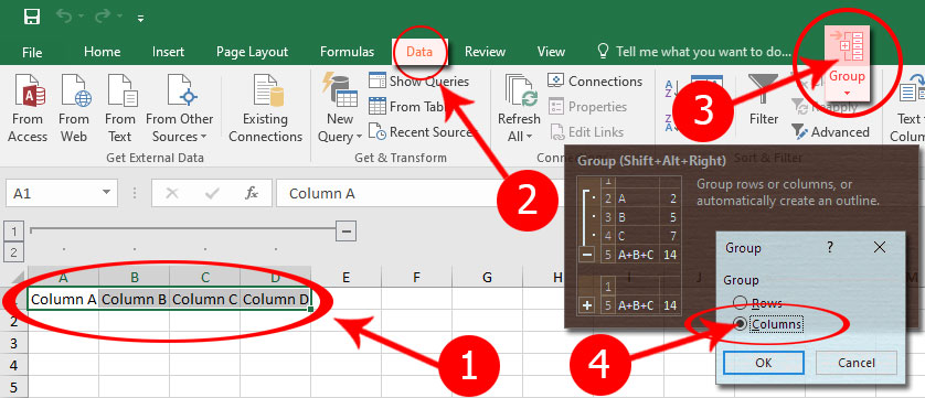 Create Xlsx Files With Visible Group Column Settings